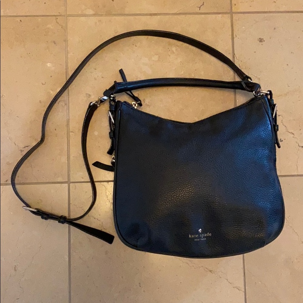 Kate Spade Black Leather Hobo/Crossbody Bag